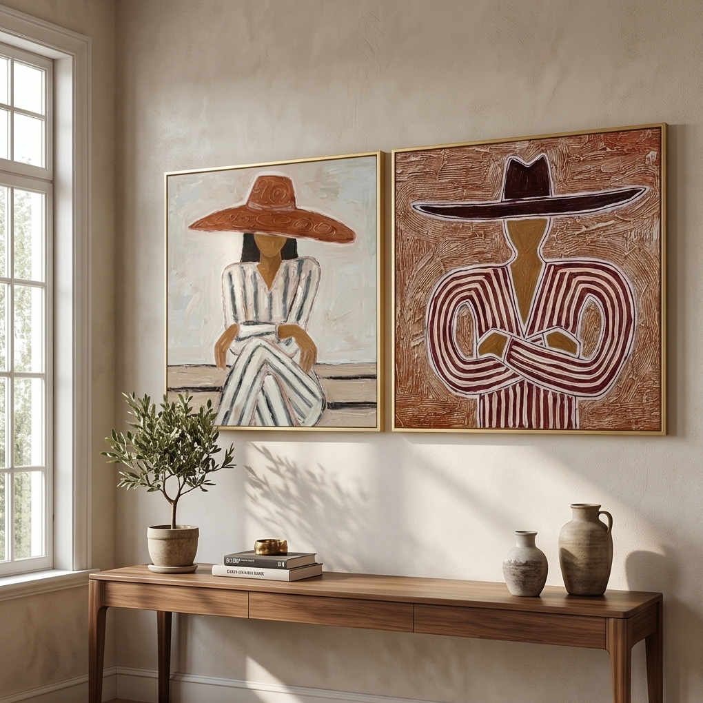 Duet in Ochre Women Portrait Oil Painting Set