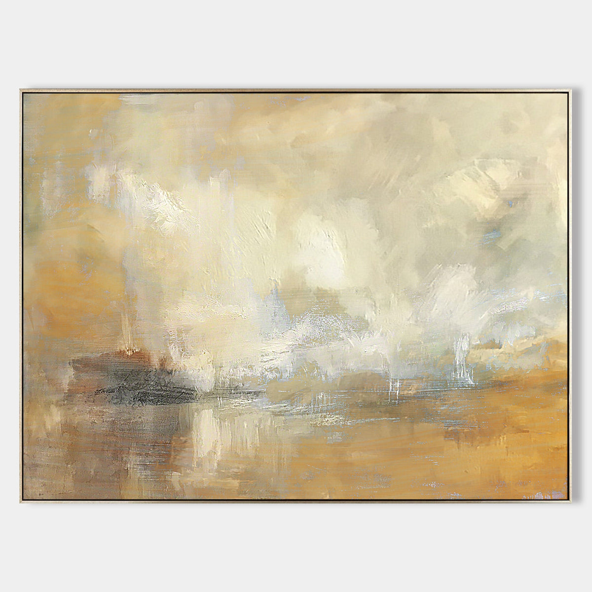Neutral Beige Landscape Oil Painting