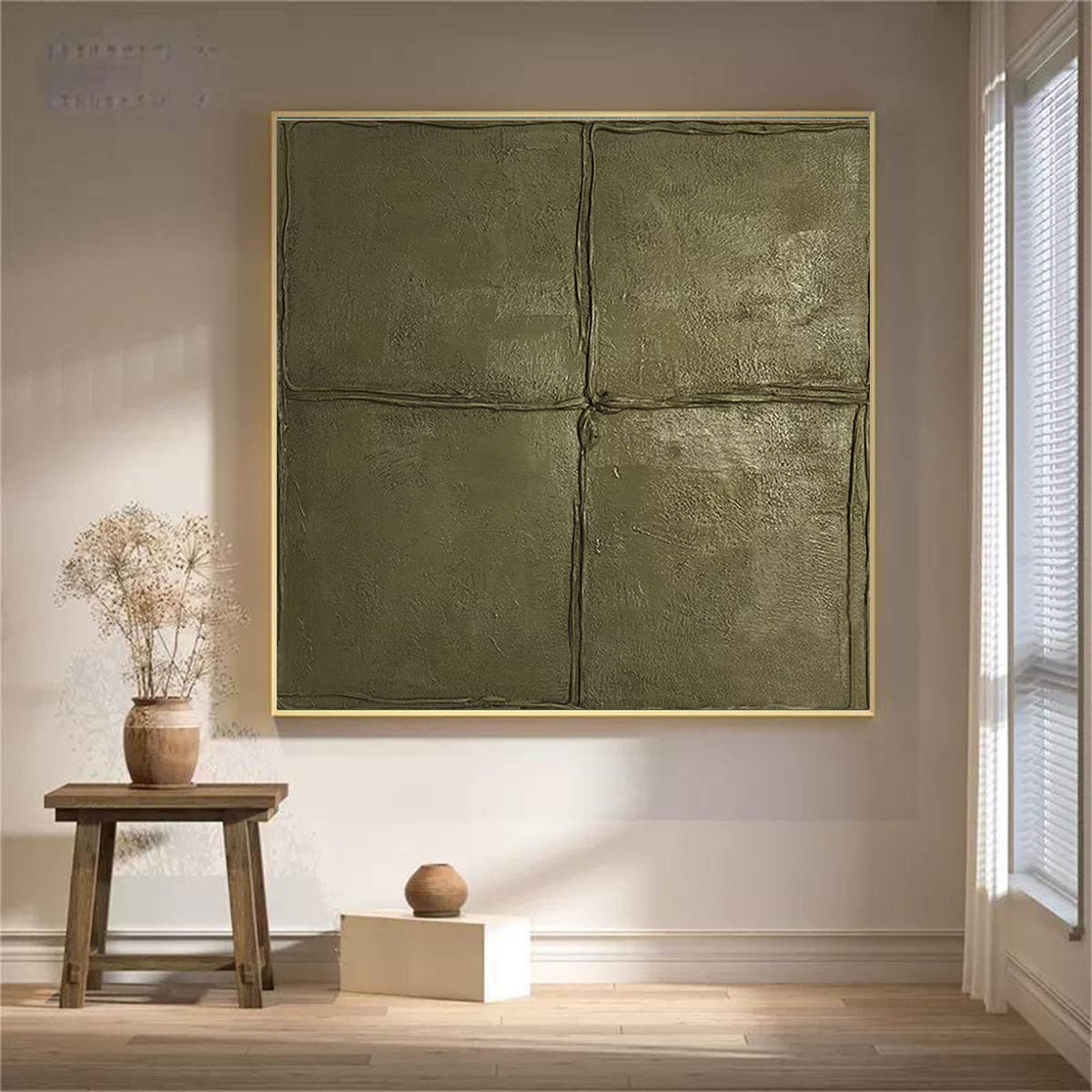 Four Square Minimalist 3D Textured Painting