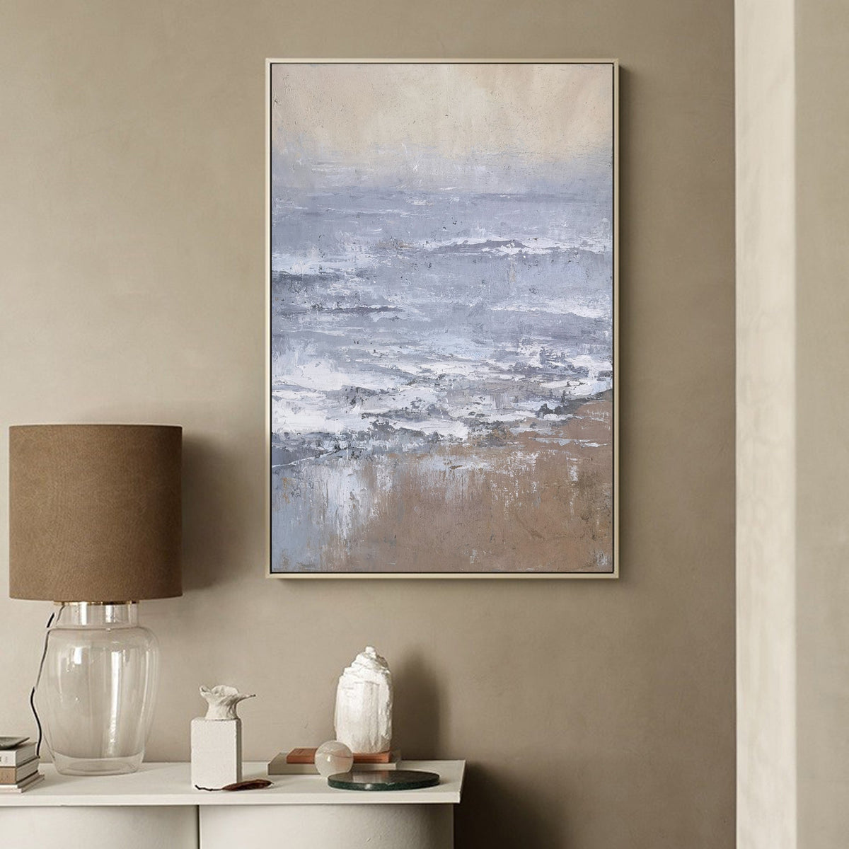 Neutral Tone Beach Landscape Oil Painting