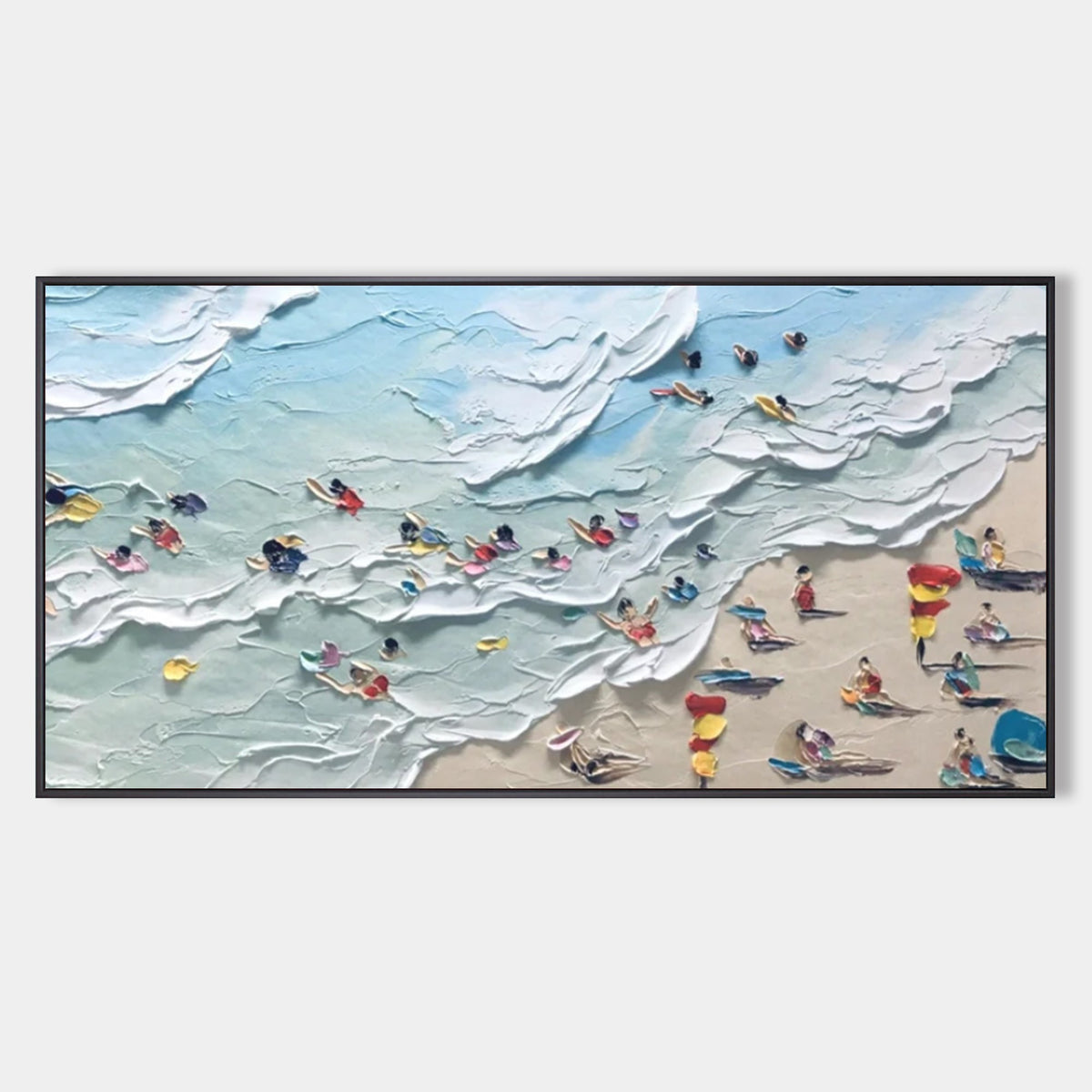 Aerial Beach Scene Impasto Painting