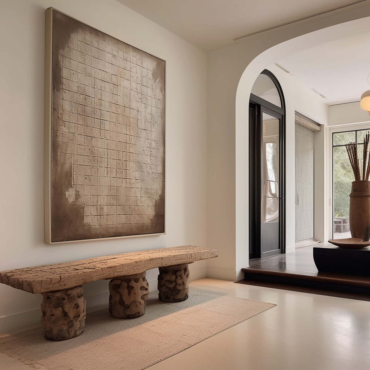 Wabi-Sabi Neutral Grid Texture Painting