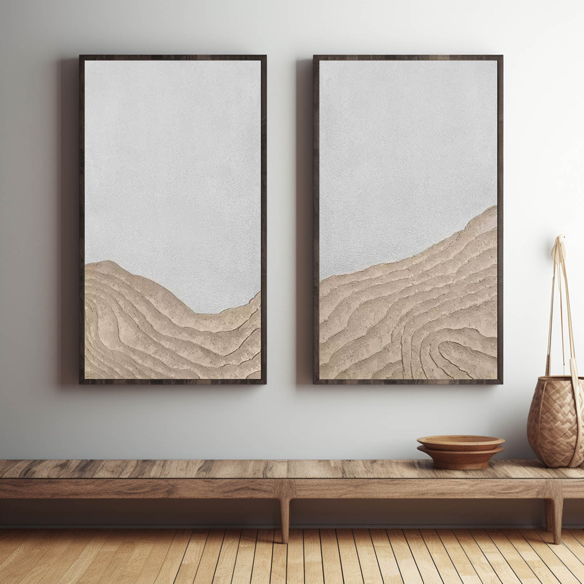 Wall Art Horizontal Wabi-Sabi Plaster Sea Relief