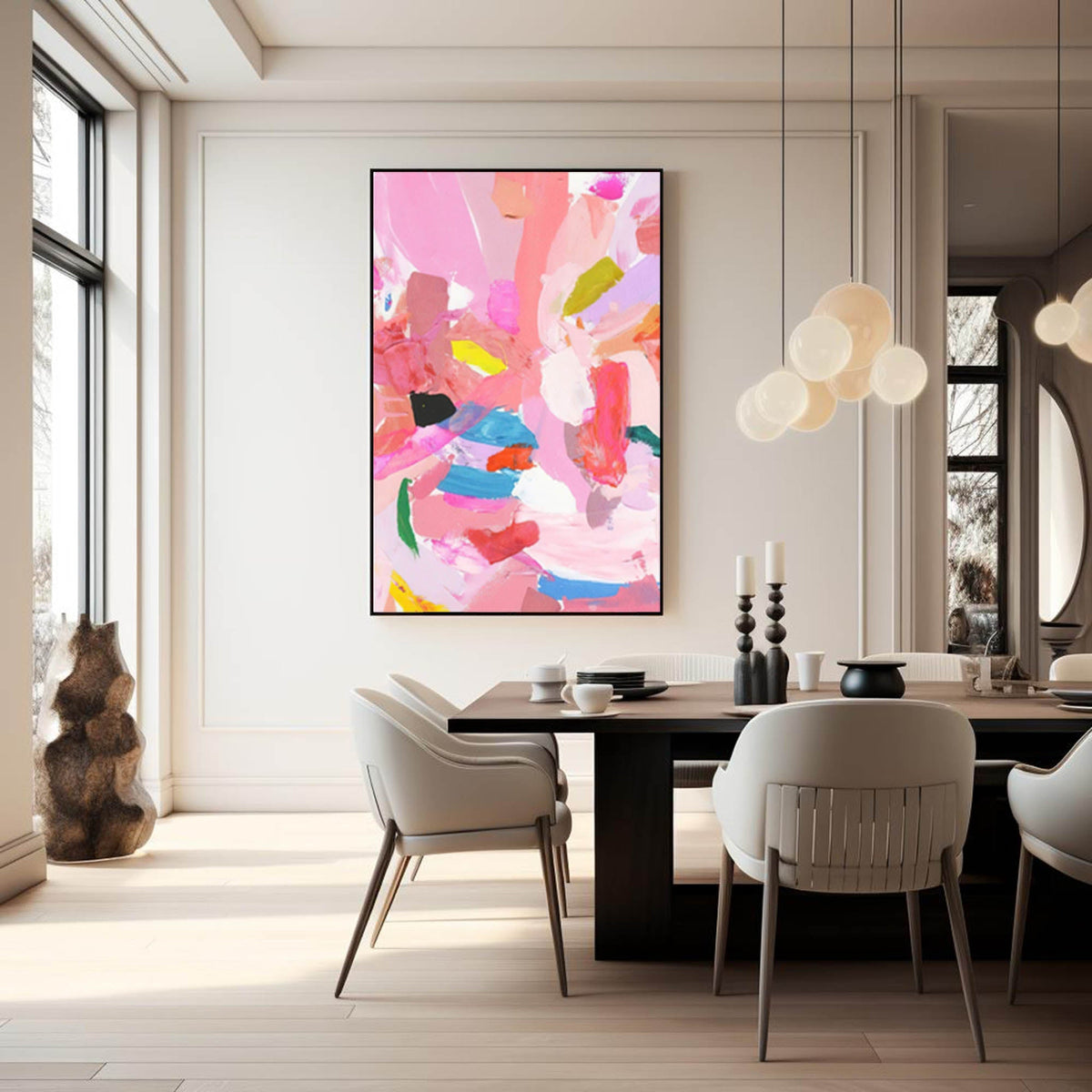 Colorful Pink Abstract Canvas Wall Art
