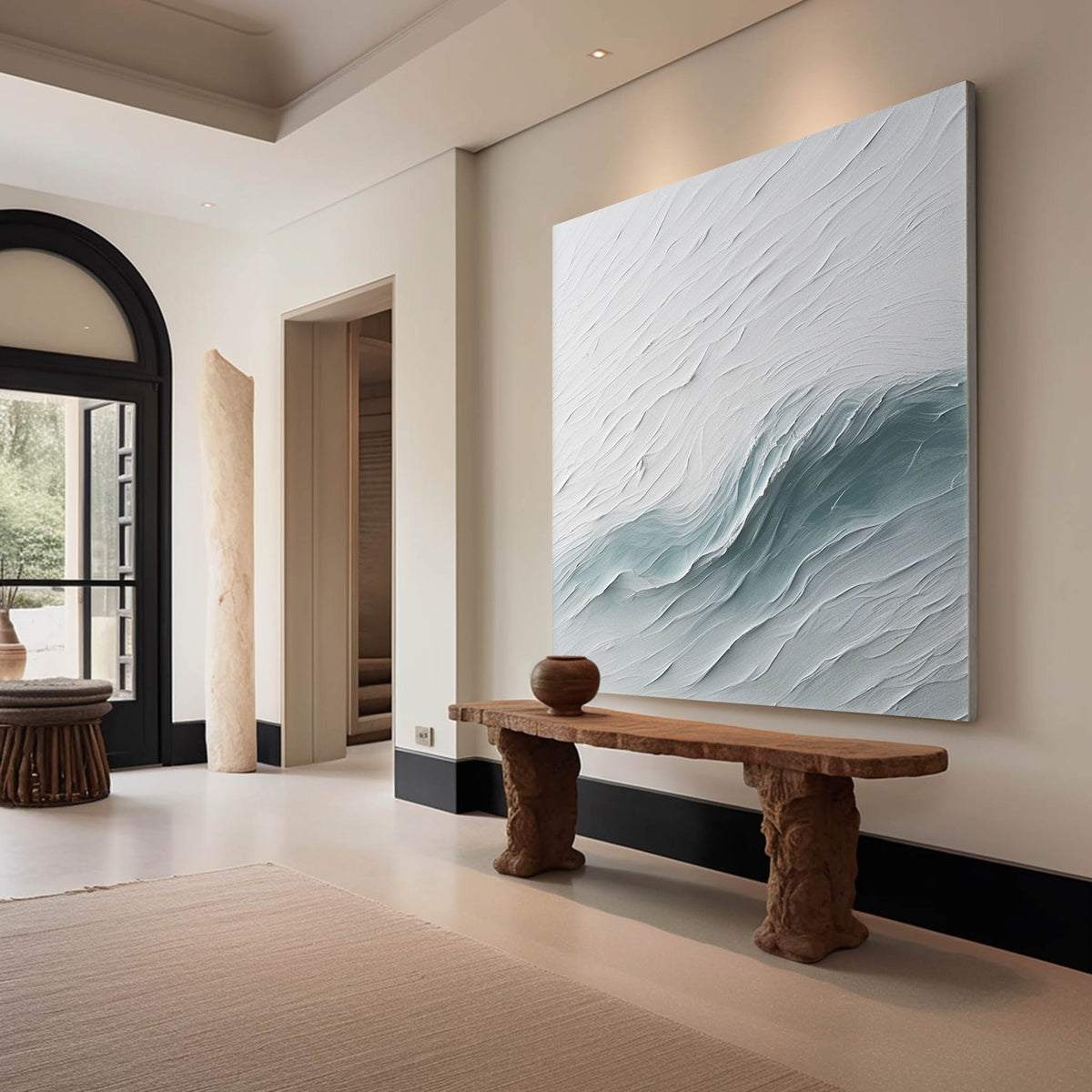 3D Textured Ocean Wave Painting Coastal Impasto Wall Art