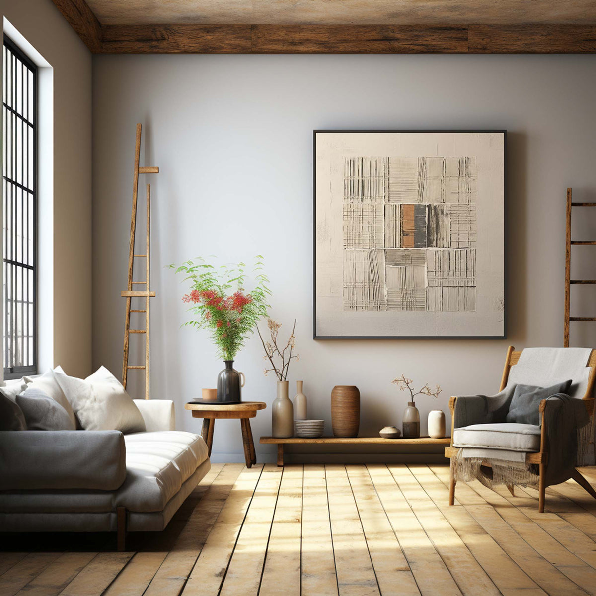 Neutral Geometric Textured Painting