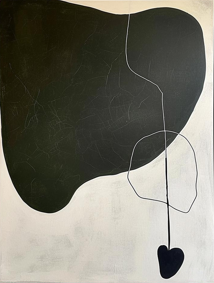 Tactile Three-Piece Oil Painting Dark Green Heart