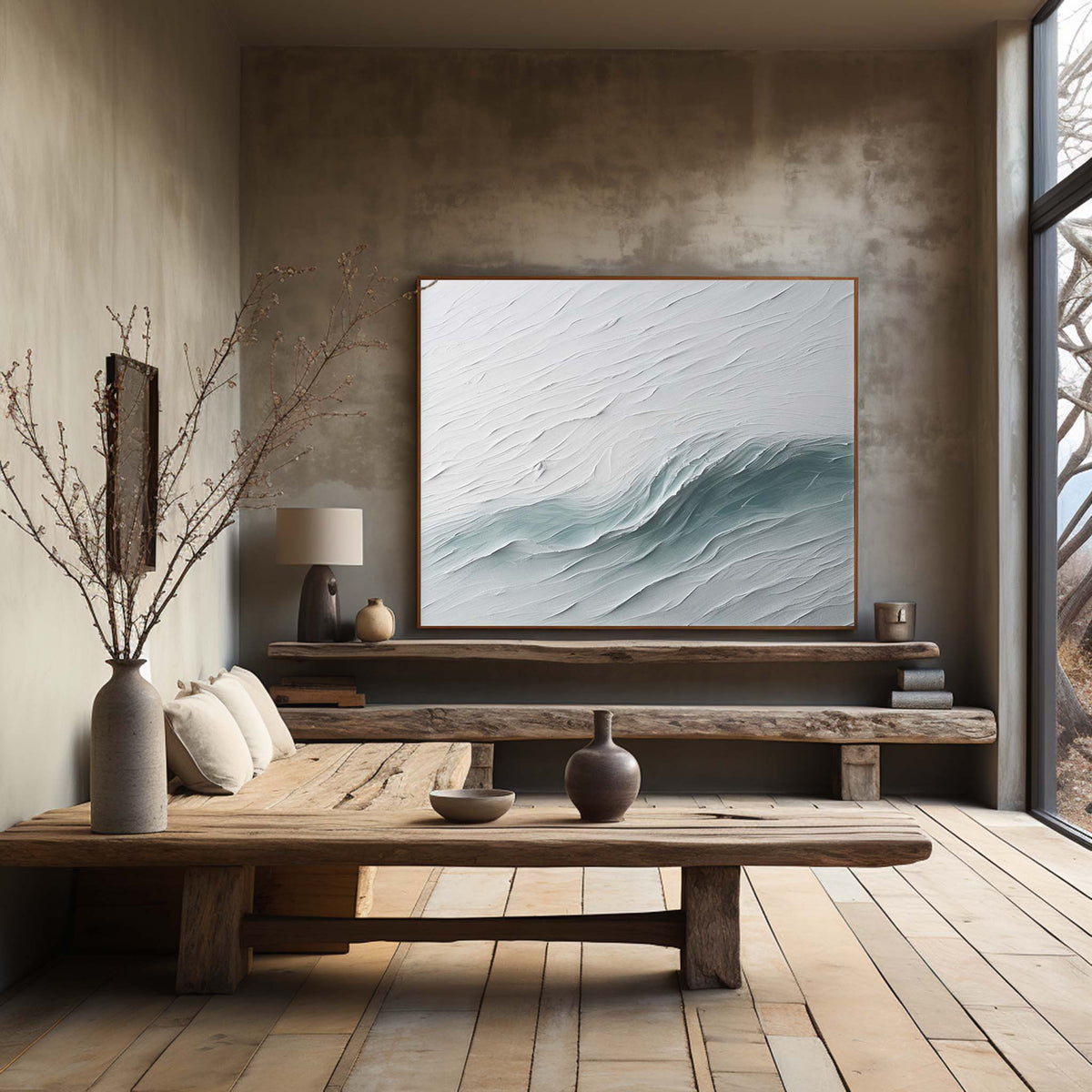 3D Textured Ocean Wave Painting Coastal Impasto Wall Art