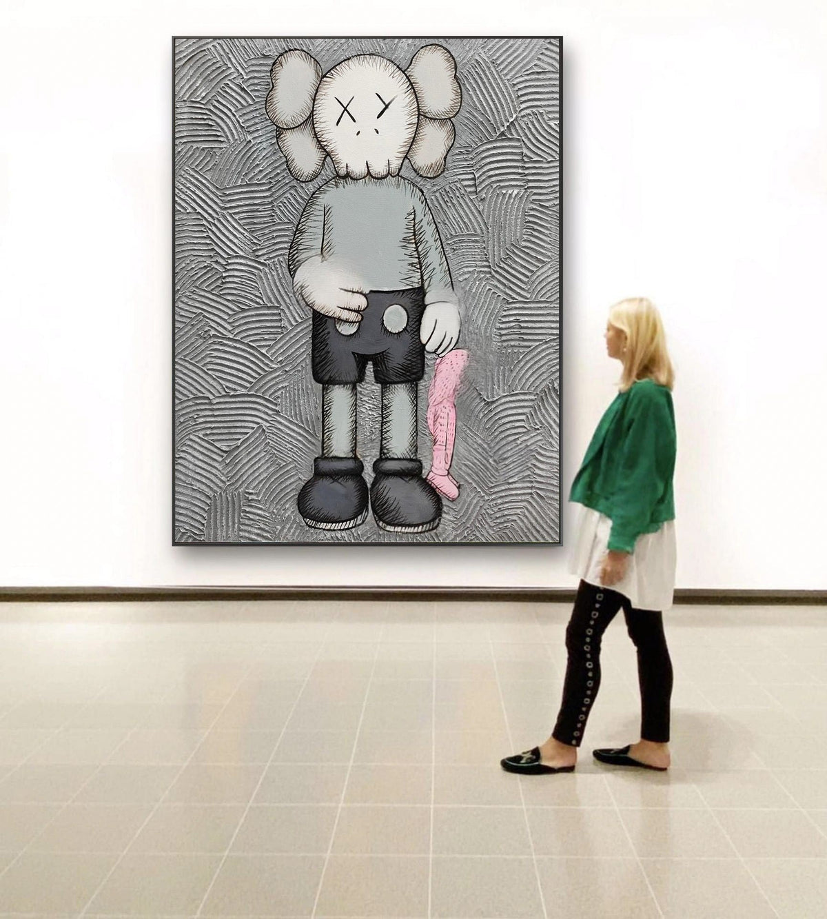 Kaws Companion with Pink Doll Pop Art Painting - Neutralighting