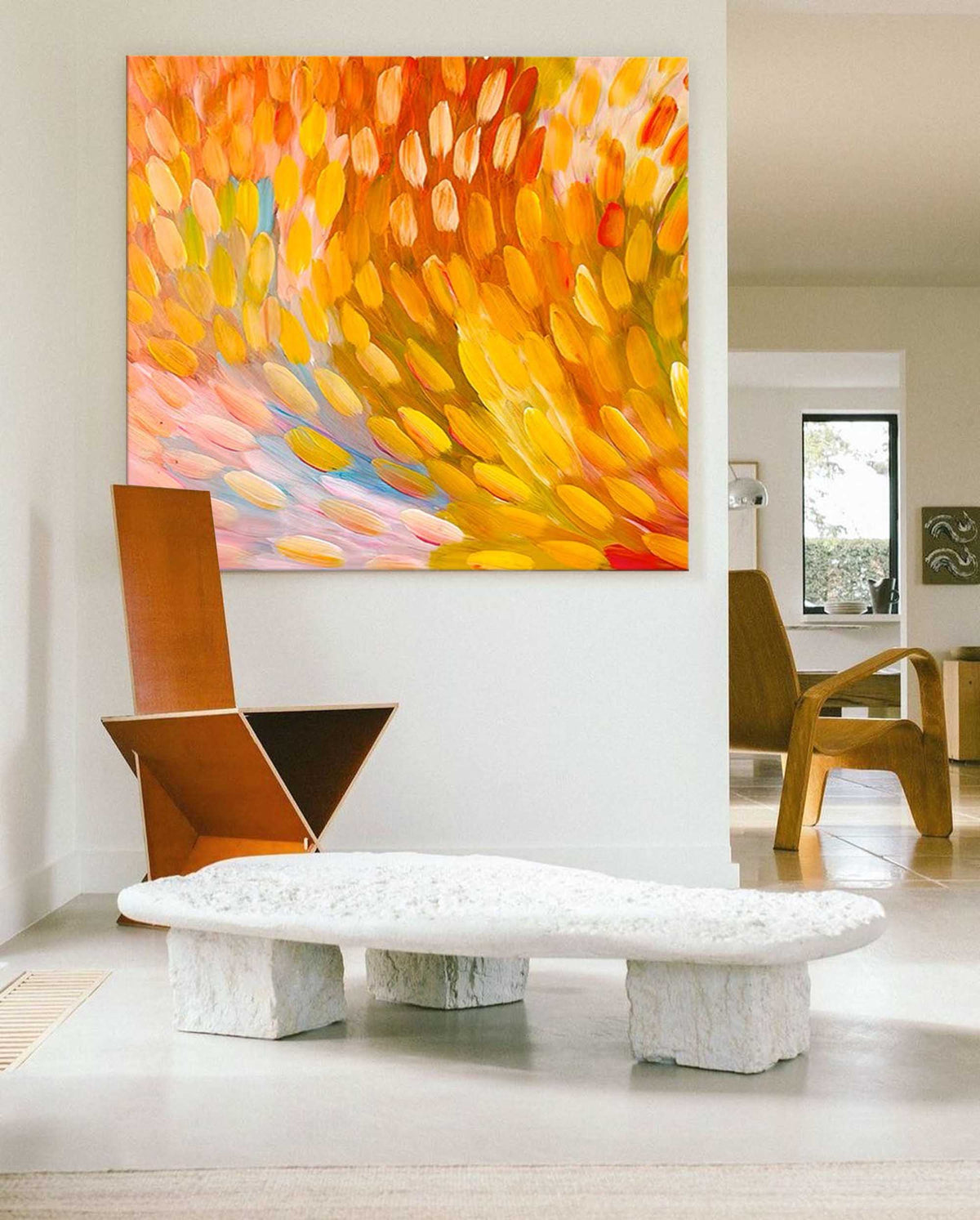Orange Petal‑Brush Canvas Wall Art