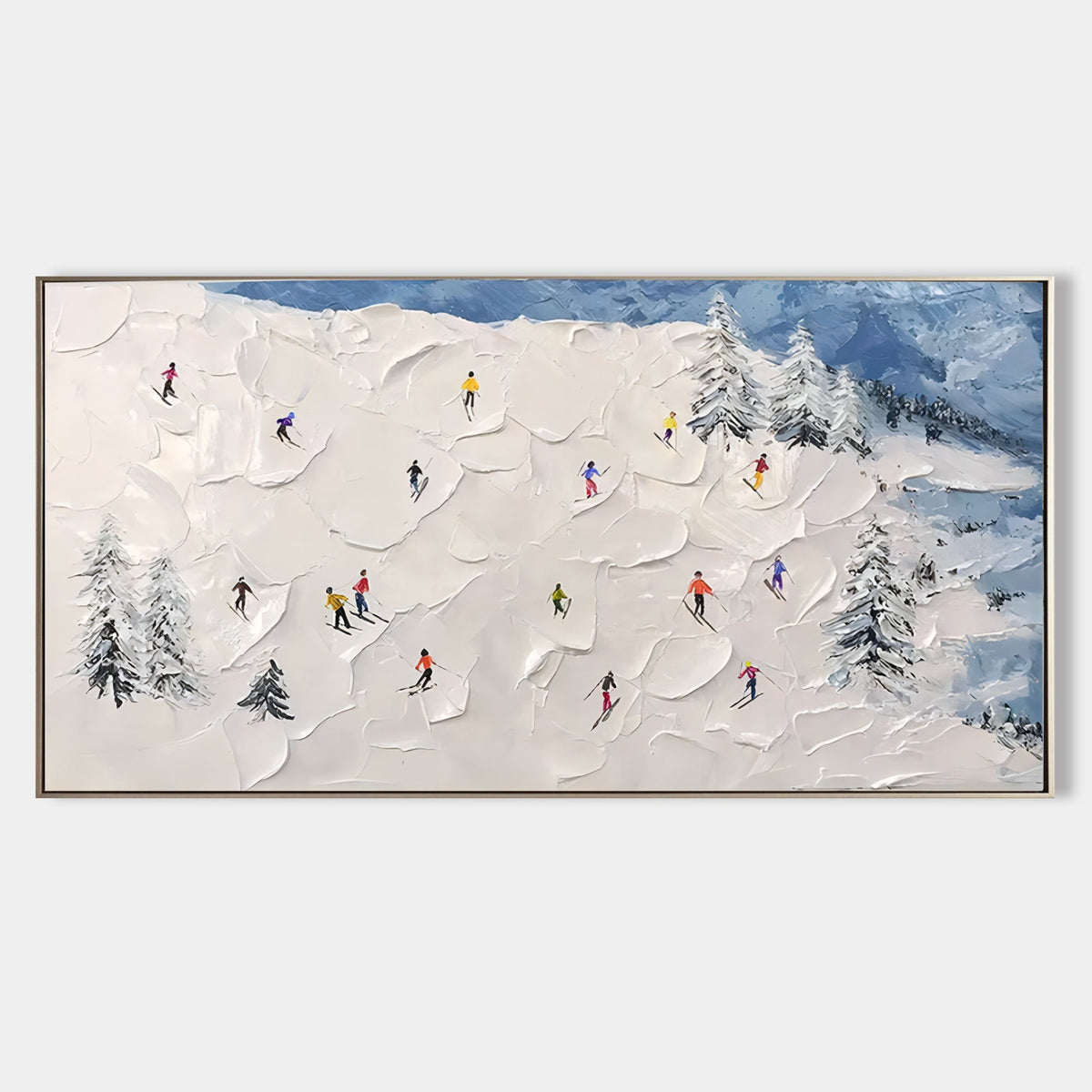 3D Textured Ski Resort Painting Winter Sports