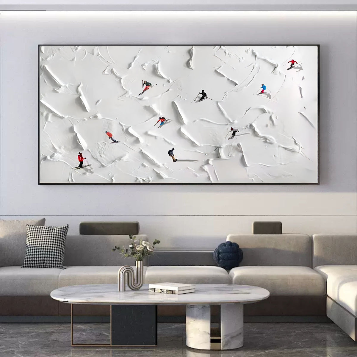 3D Textured Ski Resort Painting Winter Sports