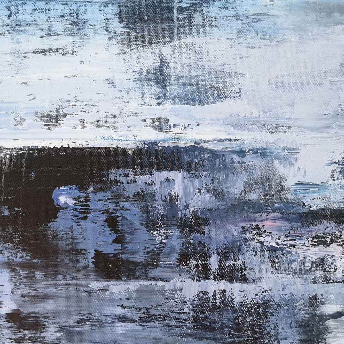 Blue‑Purple‑White Vertical Seascape Blended Impasto‑Textured Artwork