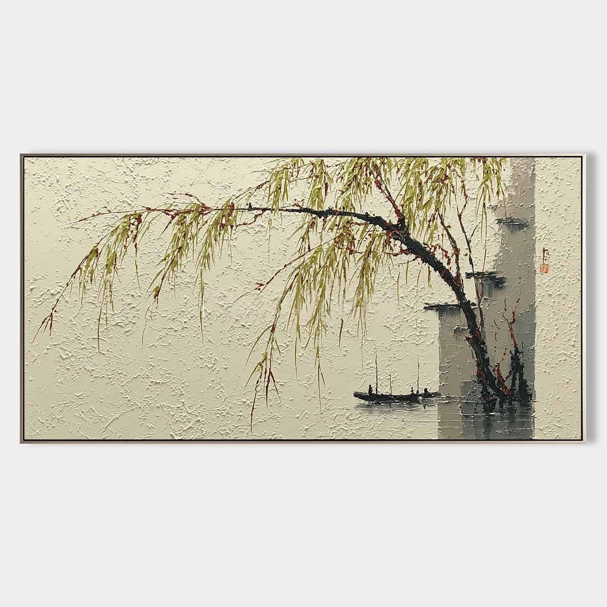 Wall Art Jiangnan Water Town Willow Boat