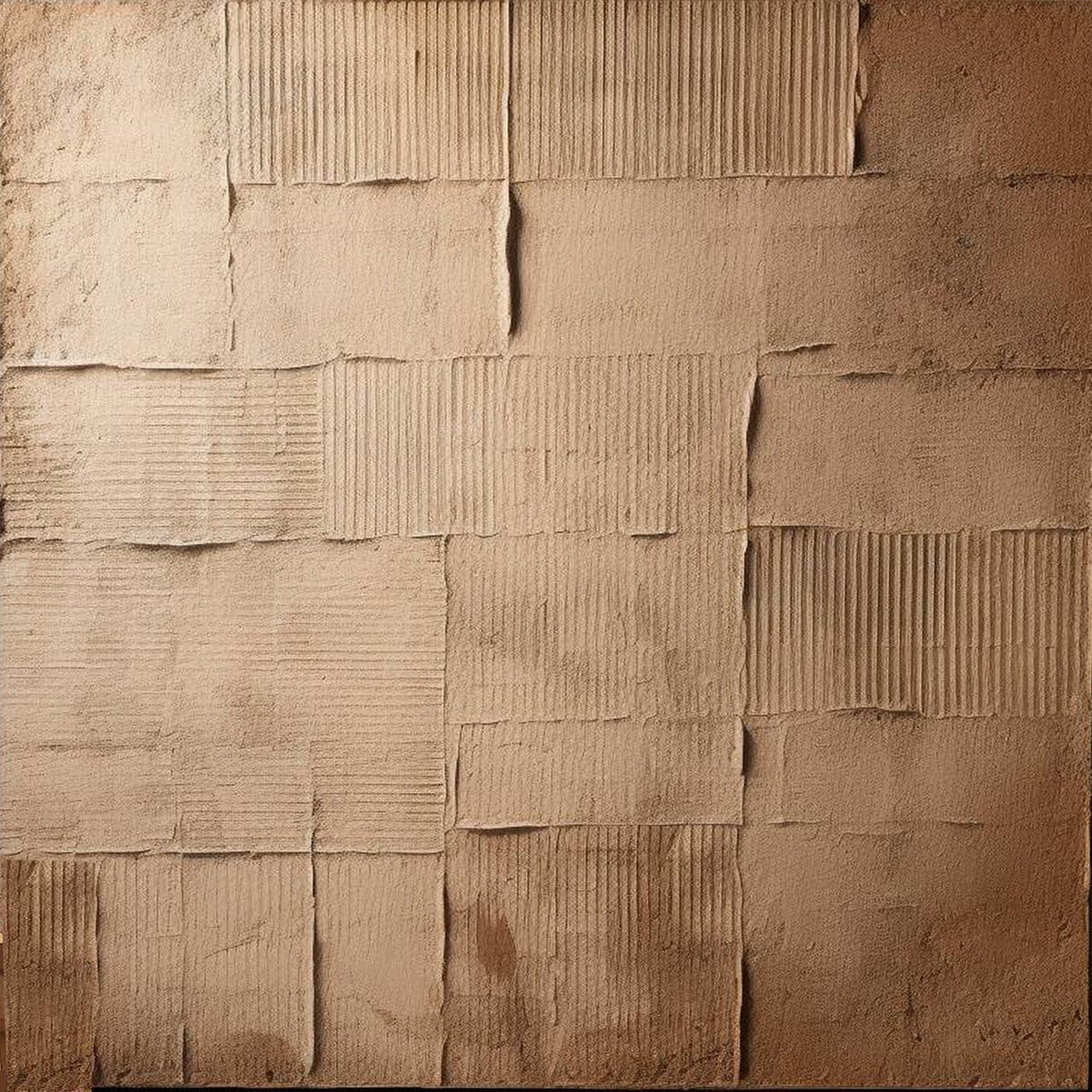 Earthy Neutral Textured Layered Panel Oil Painting