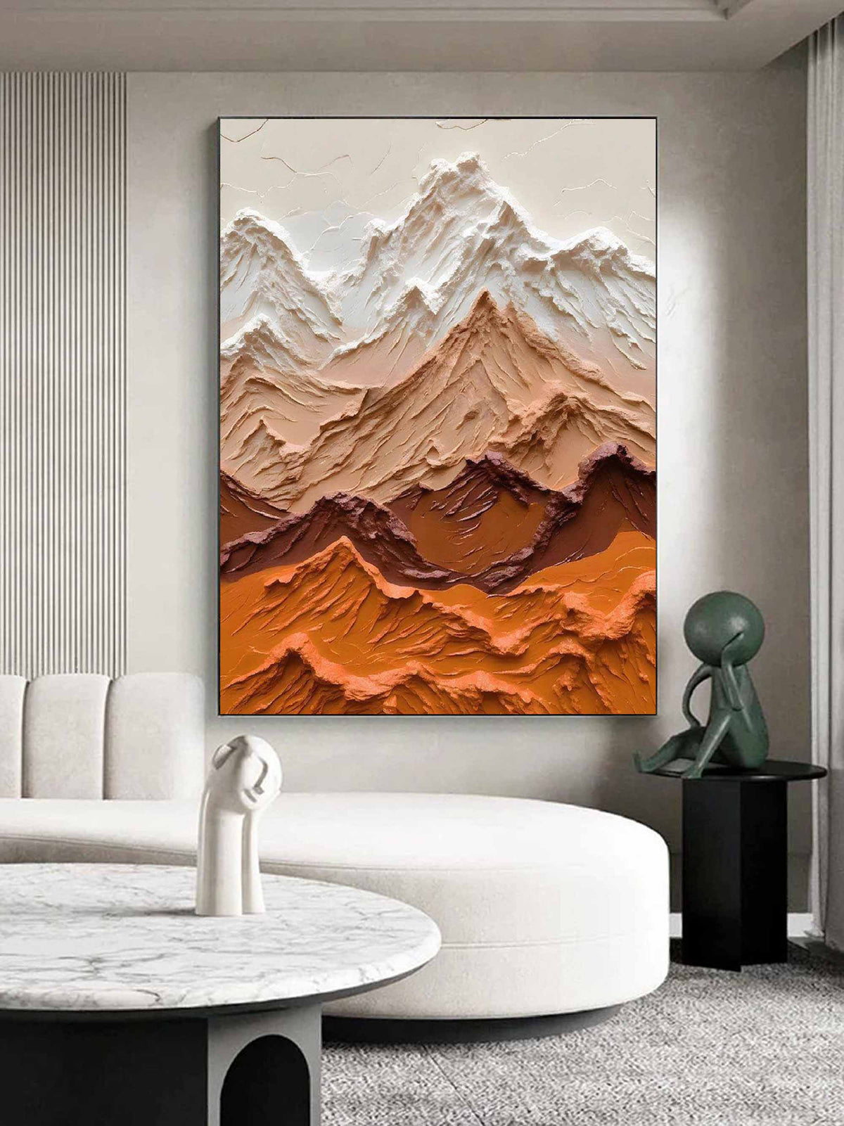 Textured Mountain Range Oil Painting