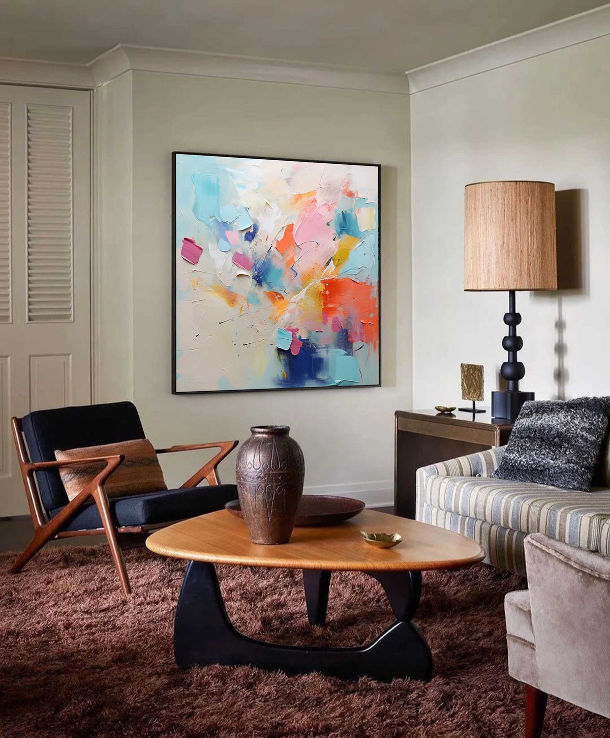 3D Textured Painting Vibrant Pastels Modern Wall Art