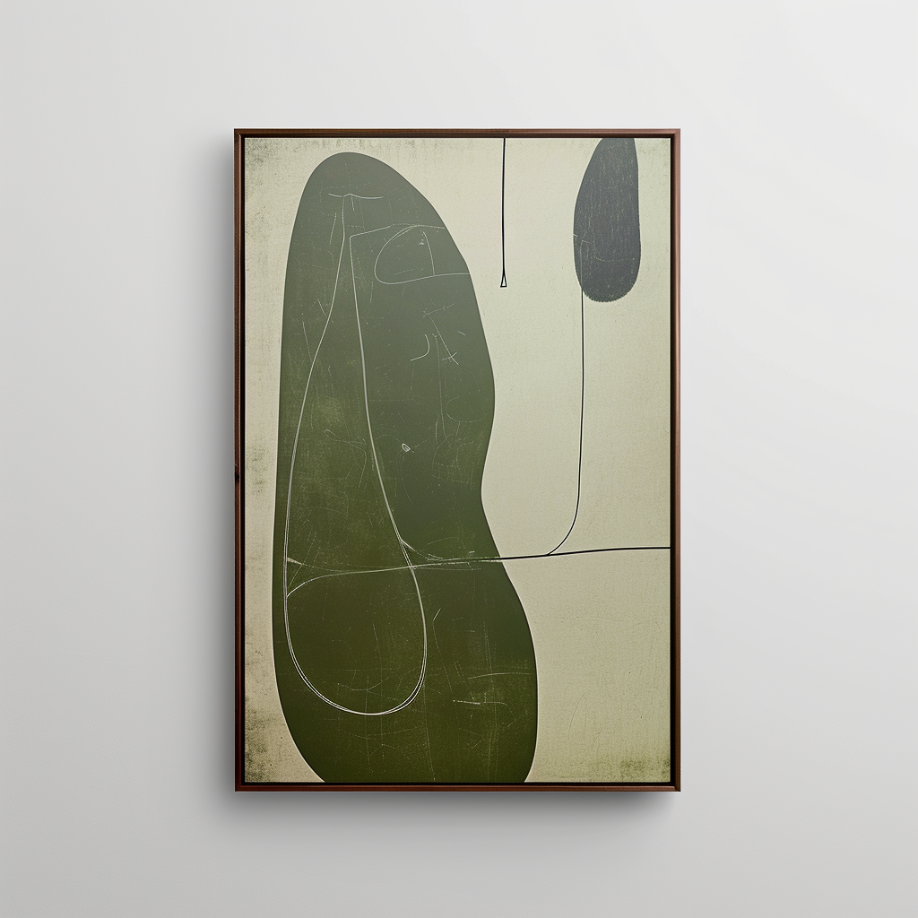Tactile Three-Piece Oil Painting Olive Green Minimalist