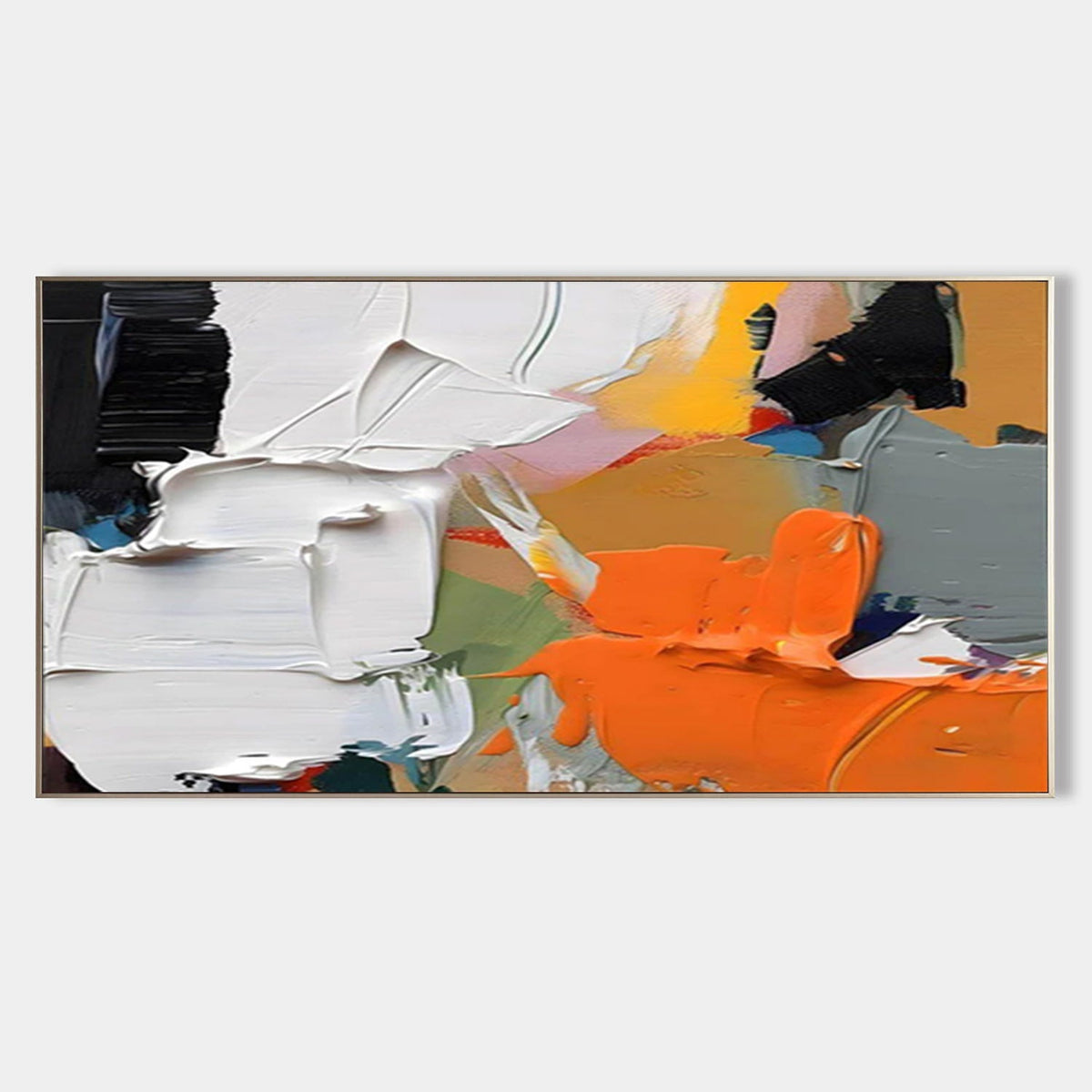 Orange & White Impasto Abstract Painting