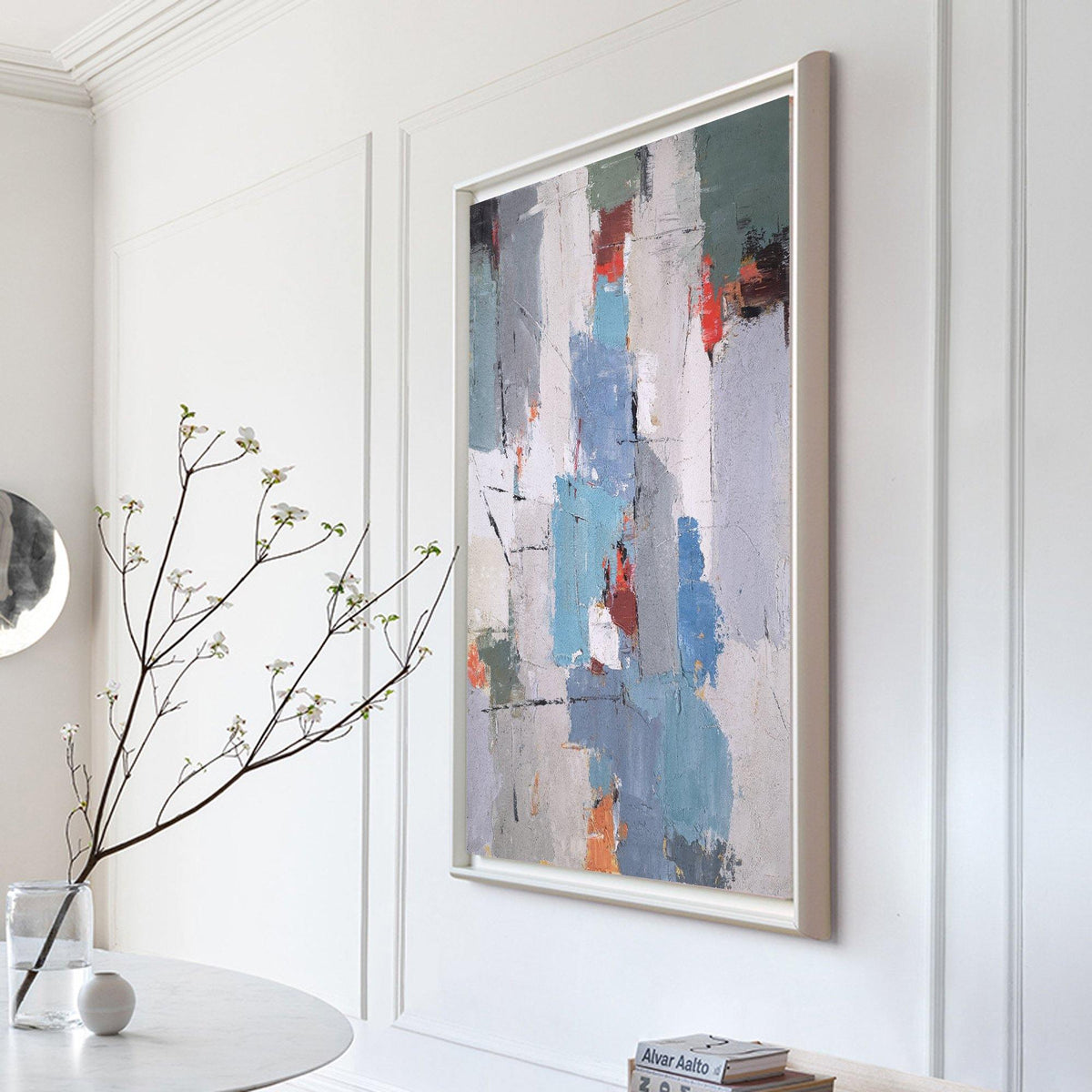 Textured Color Block Painting Vertical Contemporary