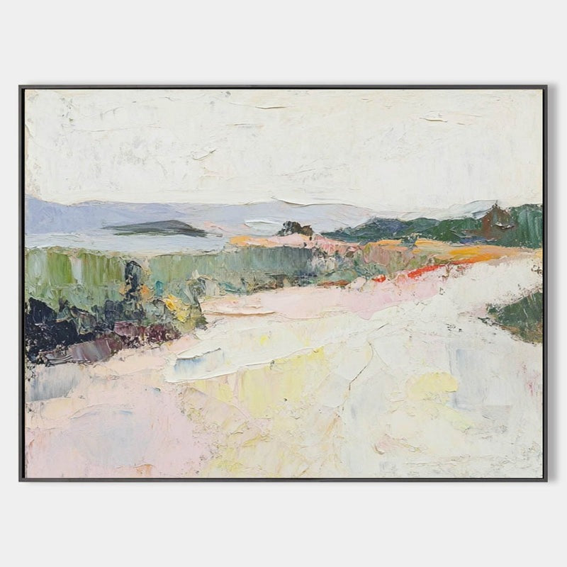Wall Art Abstract Pastel Landscape Textured Linen Canvas Living Room
