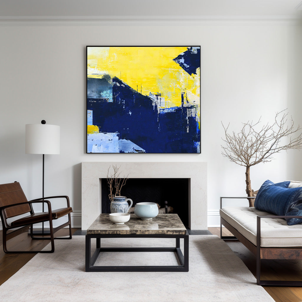 Blue Yellow Abstract Painting