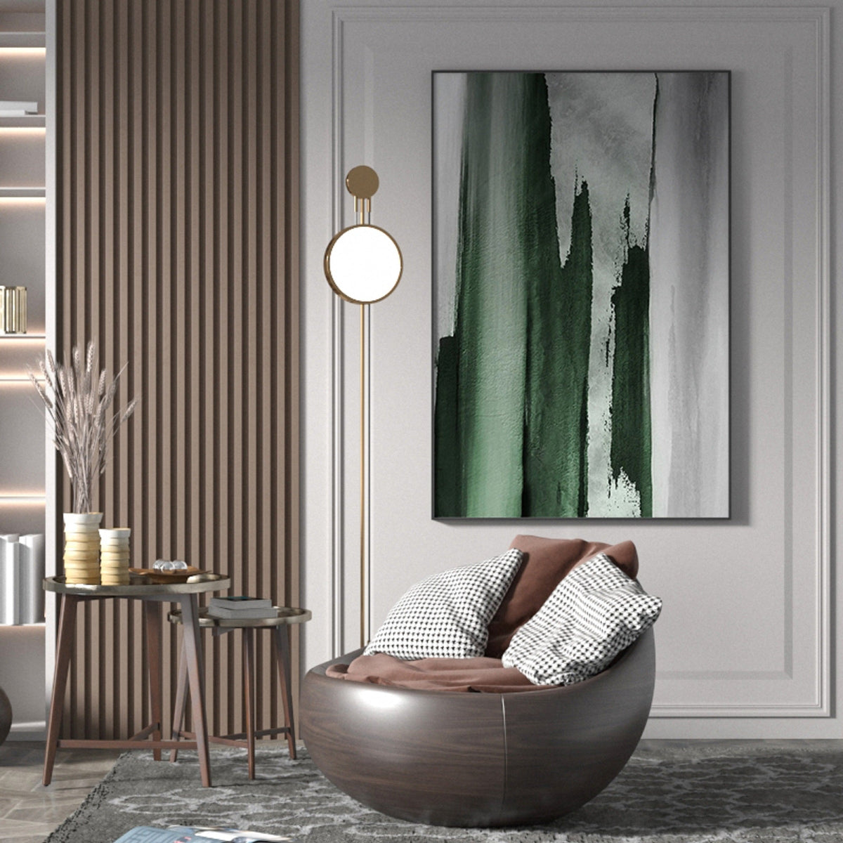 Emerald Green Abstract Painting Vertical
