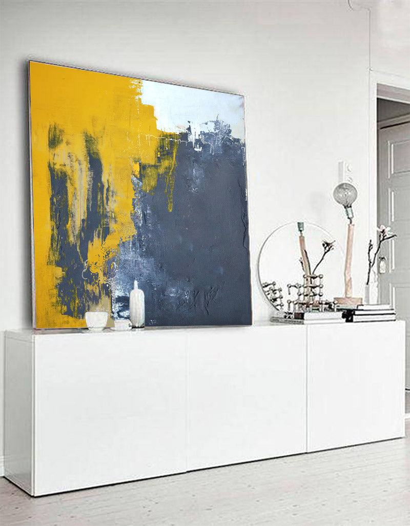 Yellow And Gray Abstract Art