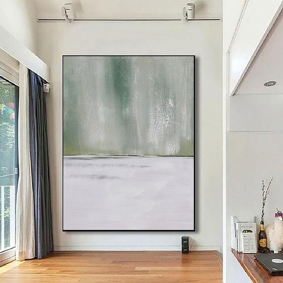 Misty Sage Green Landscape Abstract Painting