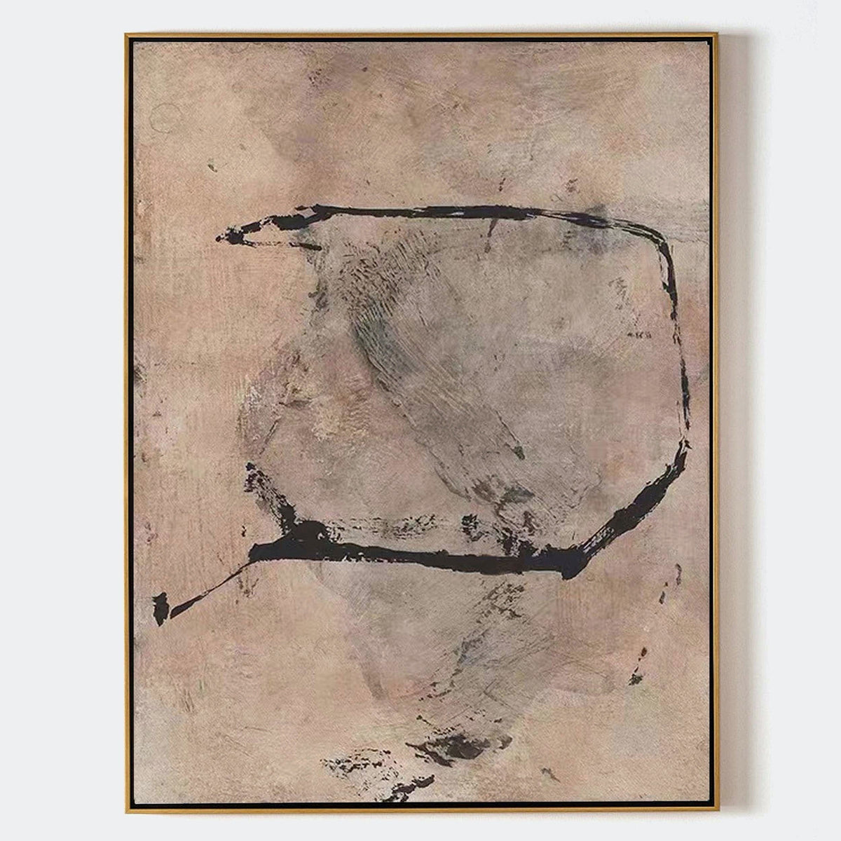 Minimalist Beige Abstract Painting Vertical
