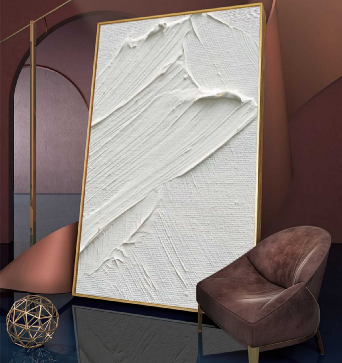 Wall Art Minimalist 3D White Textured Abstract