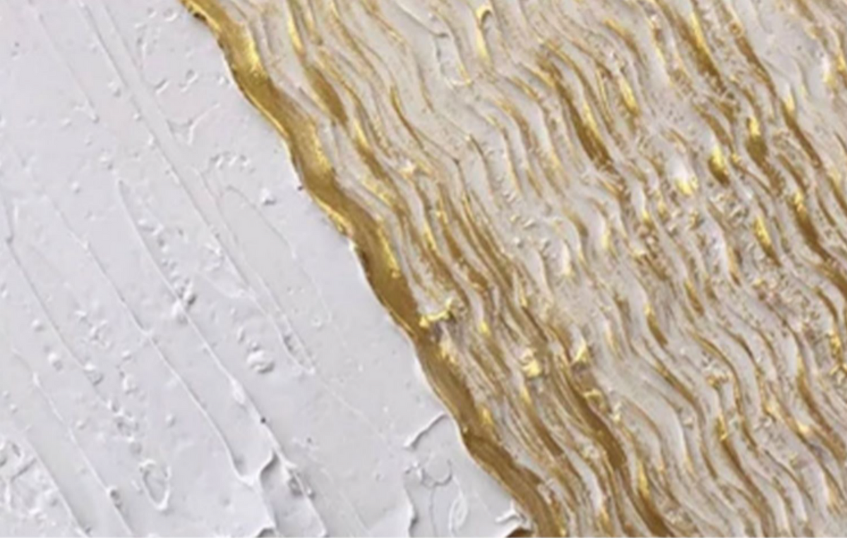 Wall Art Gilded Spiral Impasto Bas-Relief Abstract Oil Painting