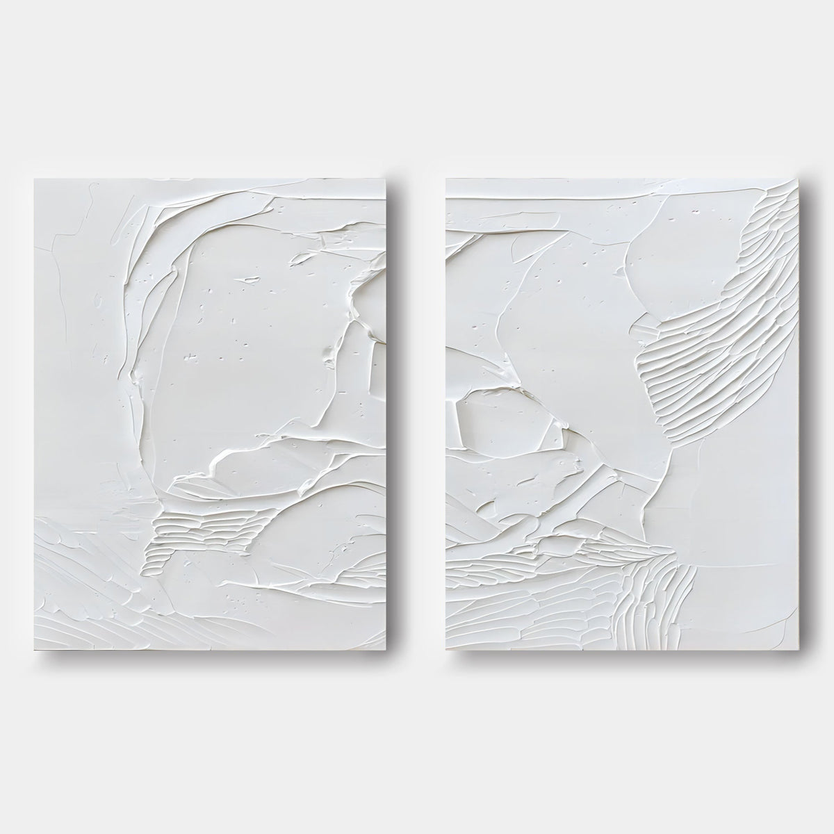 White Textured Abstract 2 Piece Wall Art Set