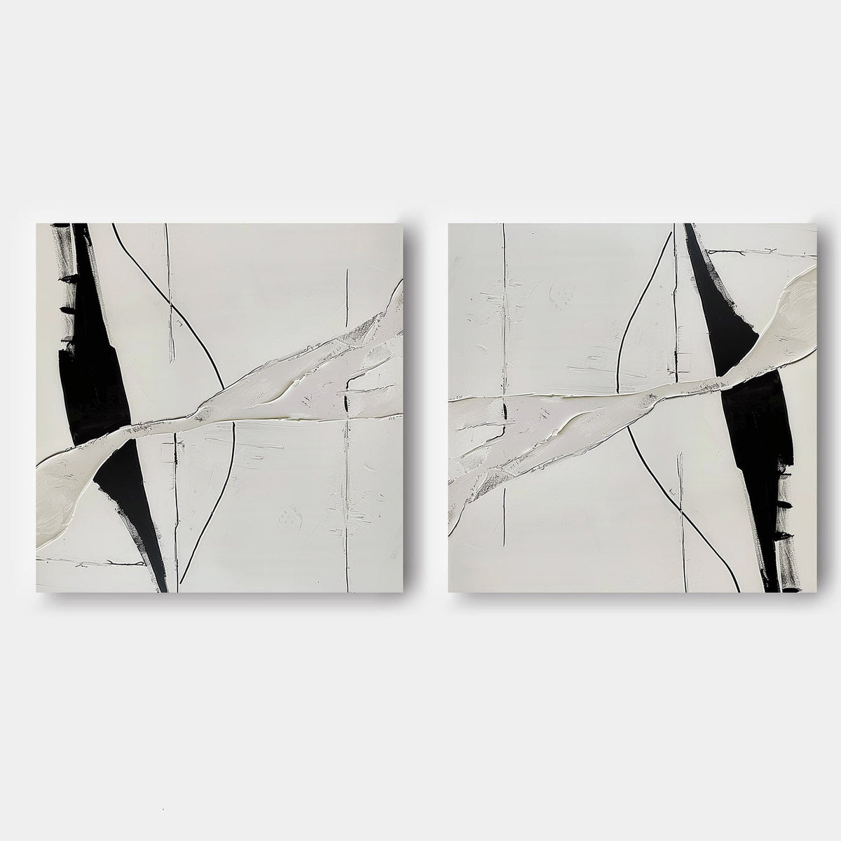 Tactile Two-Piece Monochrome Oil Painting White