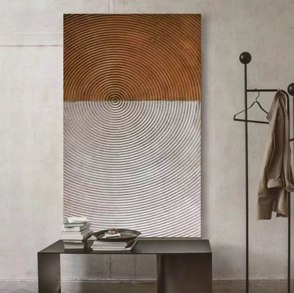 Wabi Sabi Wall Art Two Circular Texture Vertical
