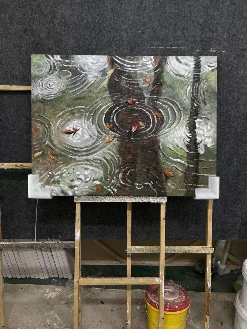 Raindrops on Water Impasto Painting