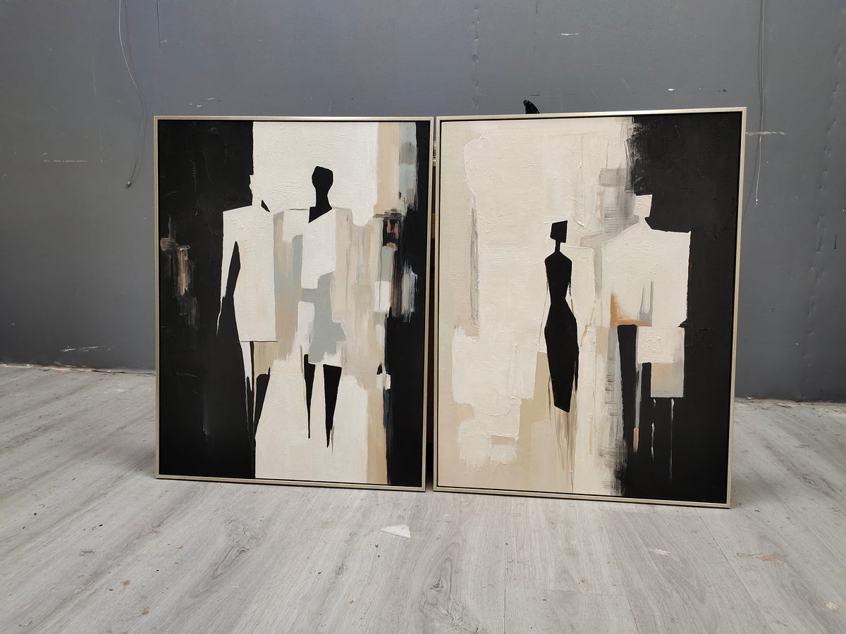Abstract Couple Silhouette Impasto Painting