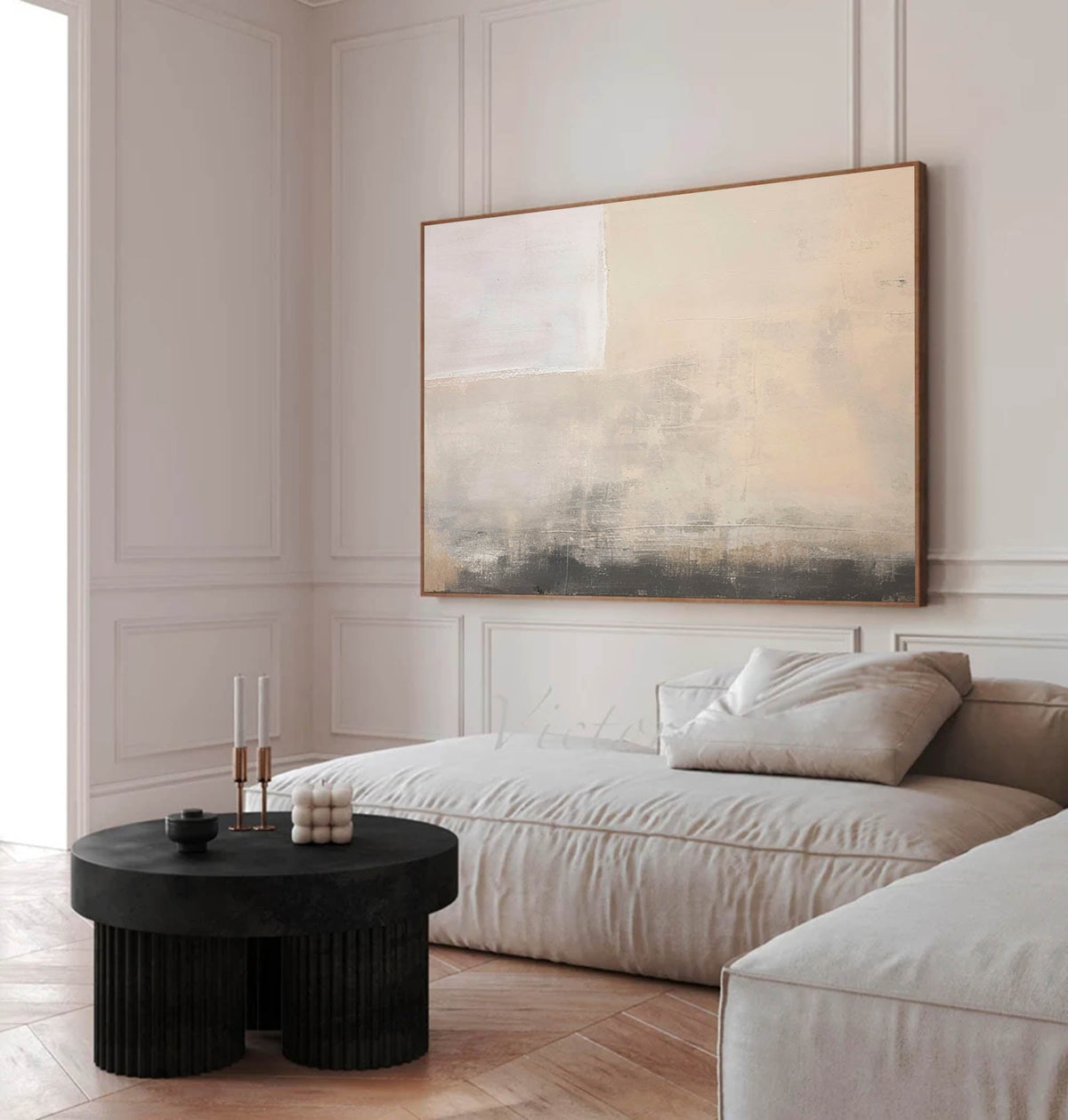 Minimalist Neutral Abstract Painting Textured Beige