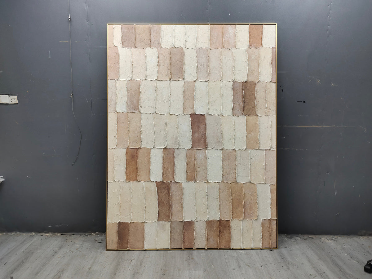 Terracotta Textured Grid Oil Painting