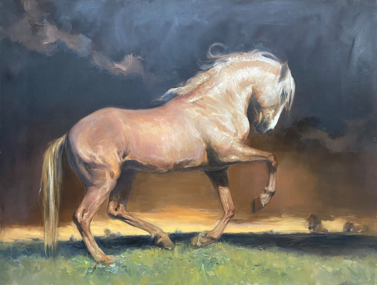 Wall Art Palomino Horse Realistic Oil Painting