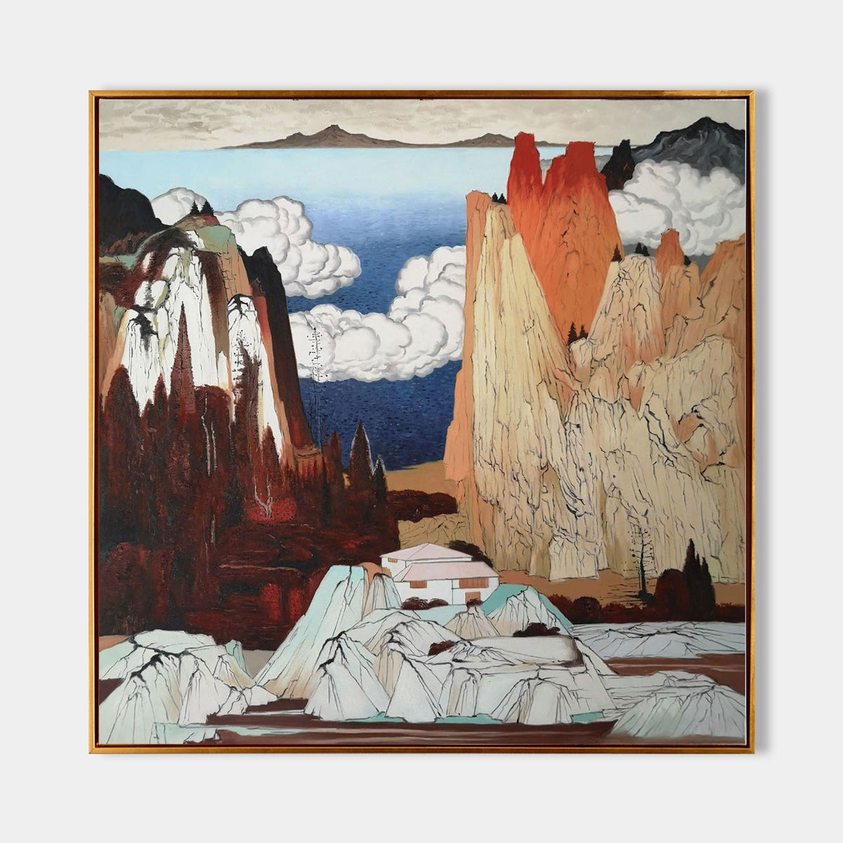 Modern Hyperrealism Fauvist Landscape Oil Painting