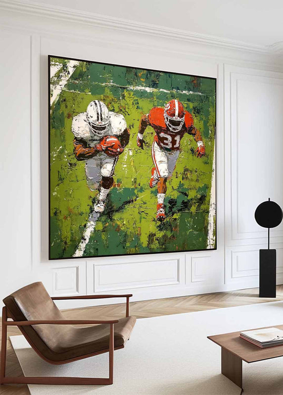 American Football Chase Scene Oil Painting