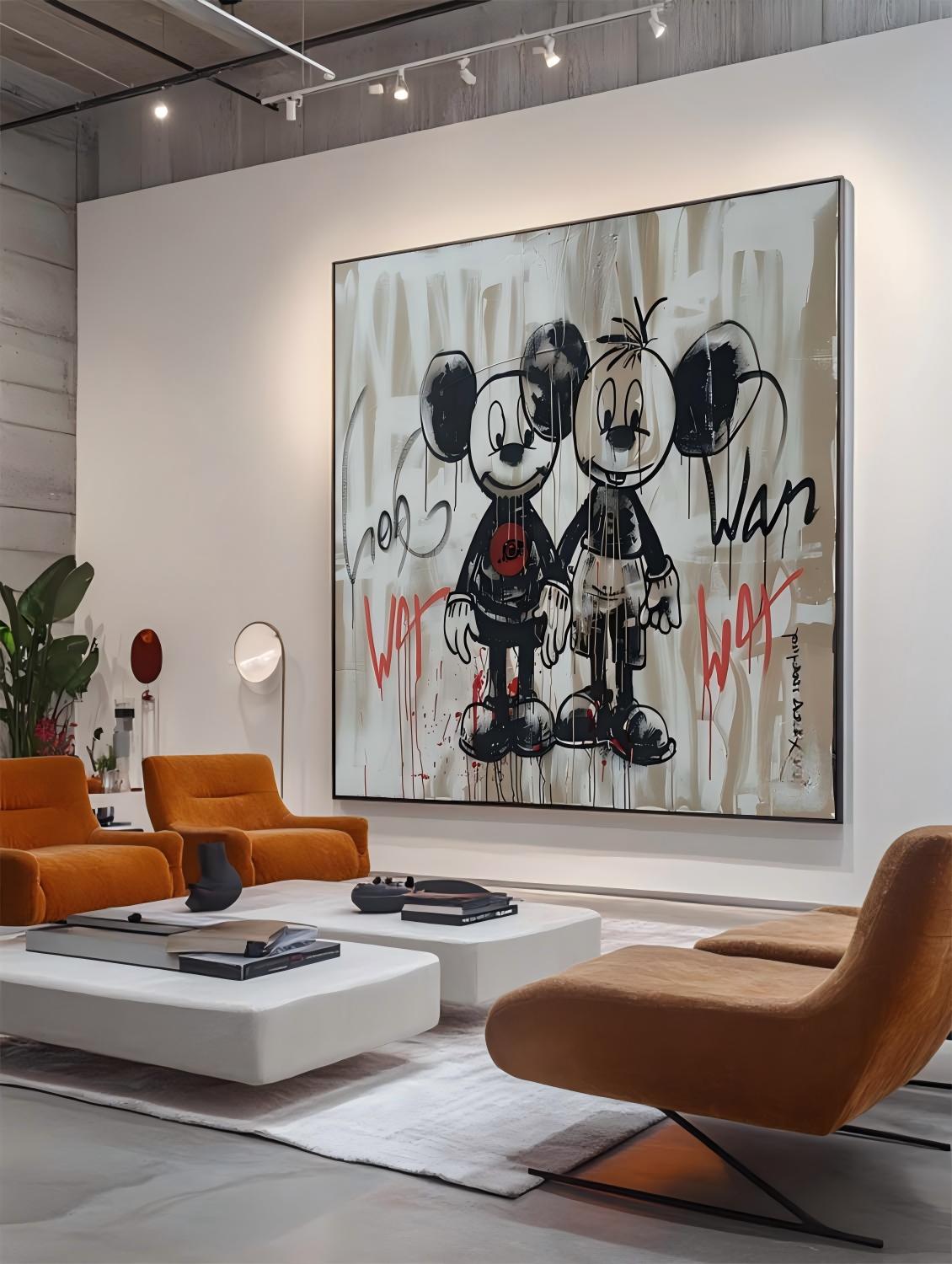 Graffiti Mickey Mouse Duo Abstract Painting