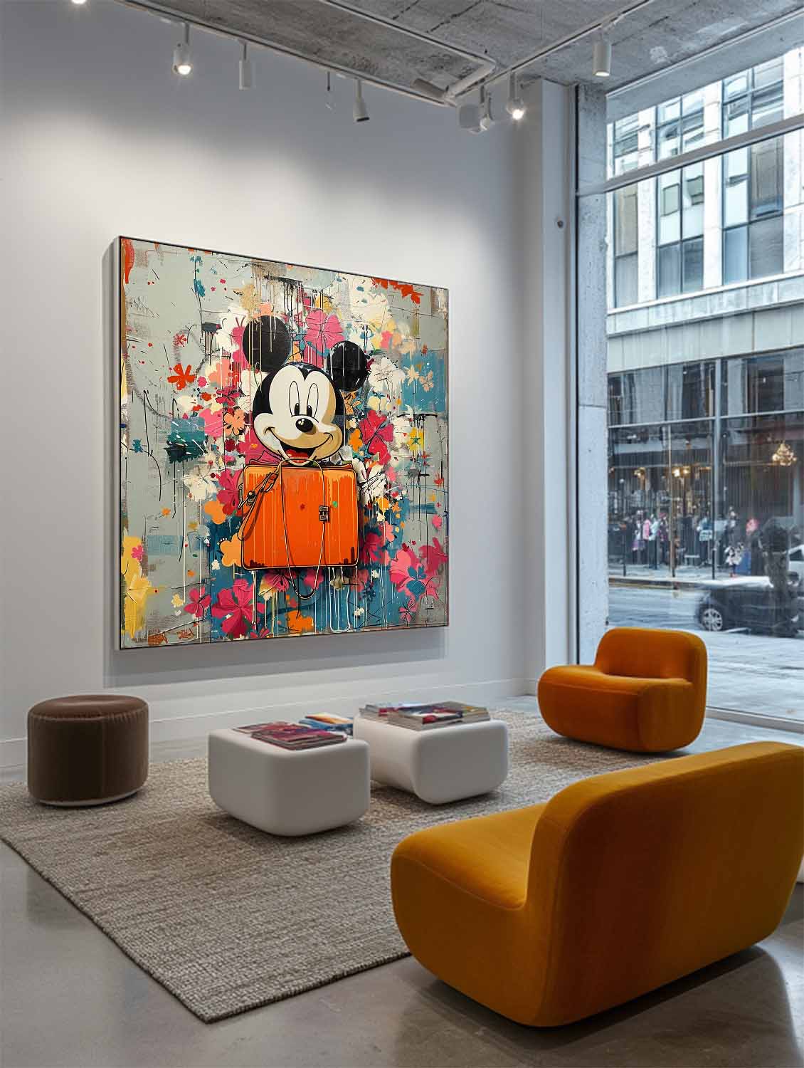 Wall Art Pop Art Cartoon Mouse Floral Street