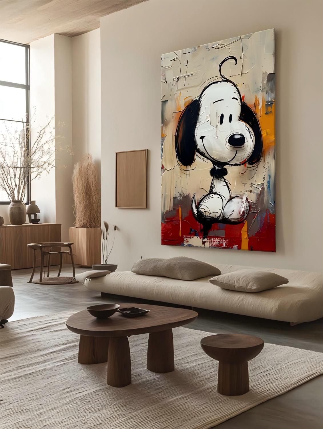 Abstract Graffiti Textured Snoopy Cartoon Wall Art