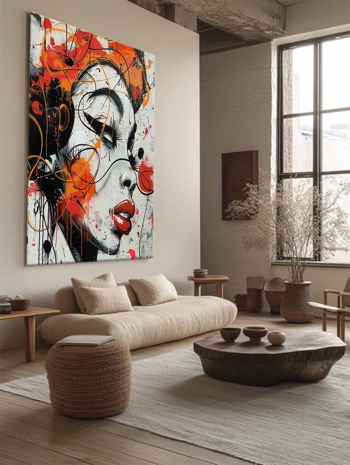 Wall Art Female Portrait Bold Orange