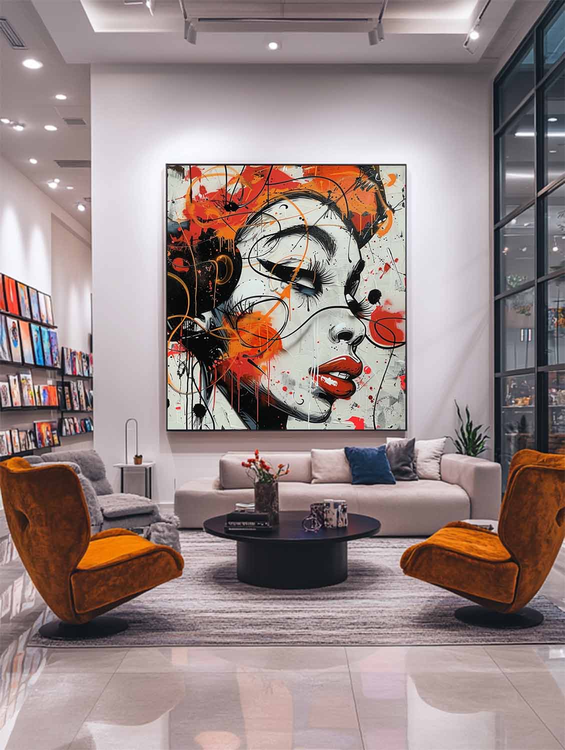 Wall Art Female Portrait Bold Orange