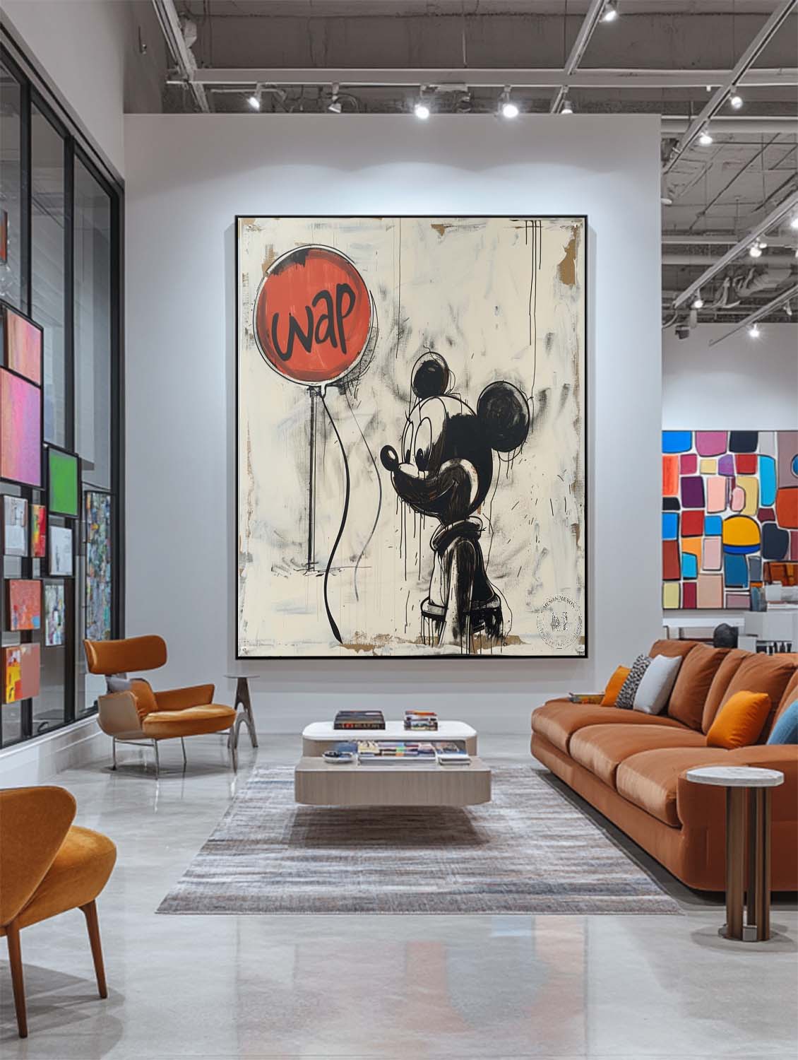 Graffiti Mickey Mouse With Balloon Painting