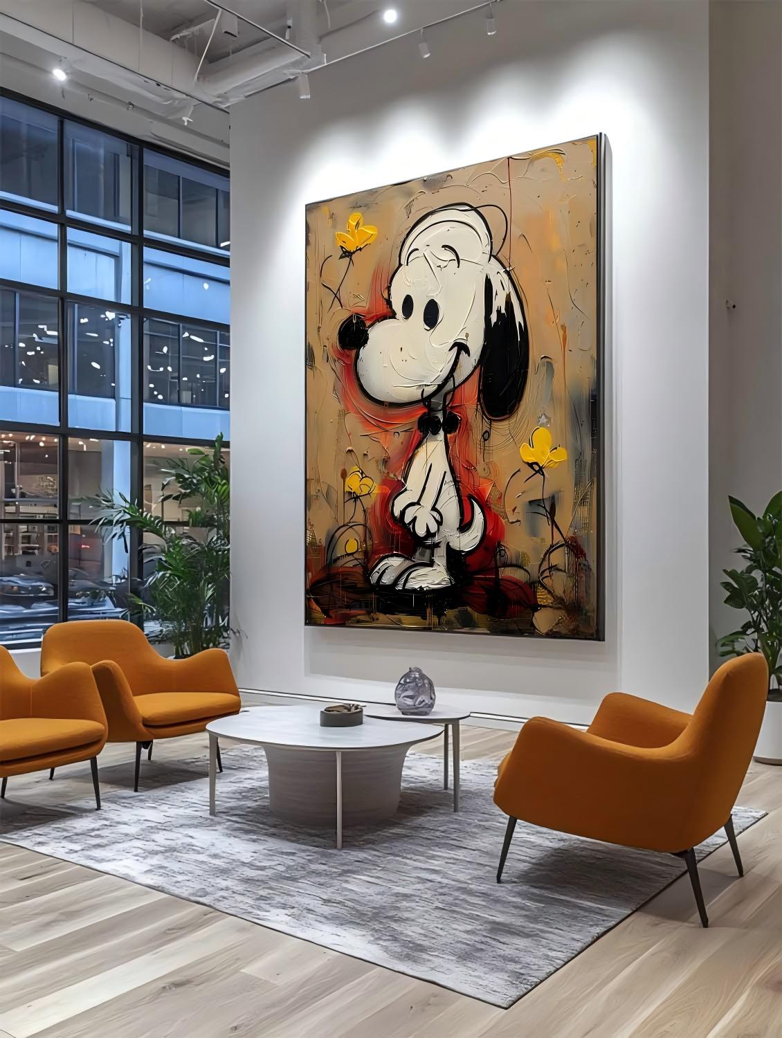 Graffiti Textured Snoopy Cartoon Abstract Painting