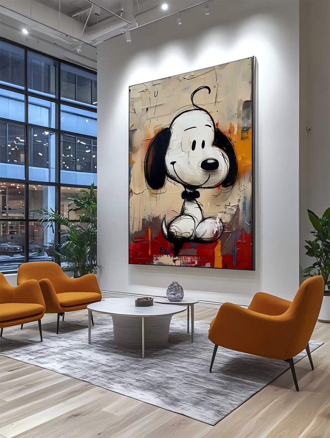 Abstract Graffiti Textured Snoopy Cartoon Wall Art
